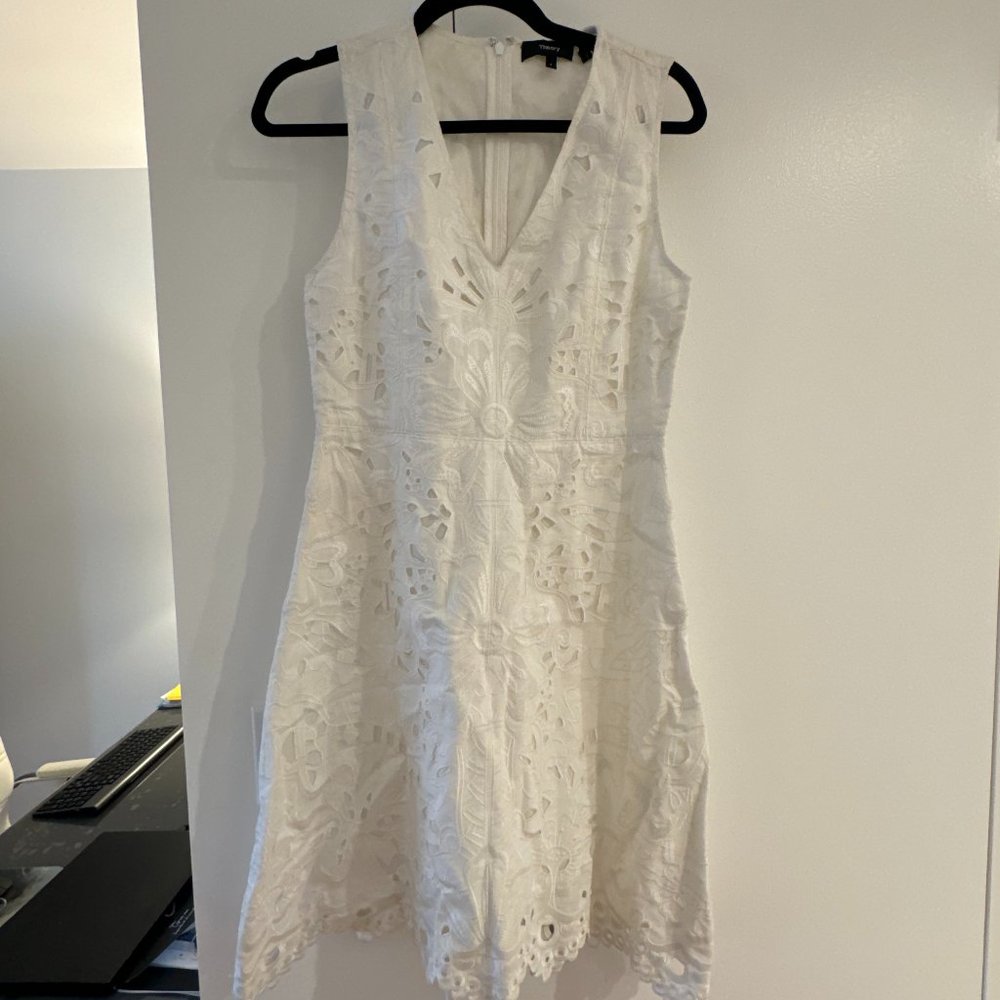 Theory Jemoine Embroidered Cotton Linen Dress